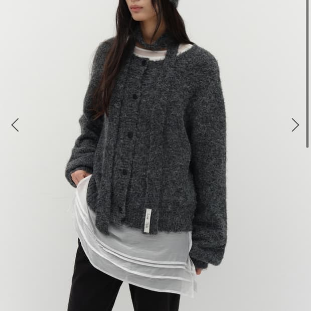 로우타이드- FLUFFY KNIT CARDIGAN(차콜)