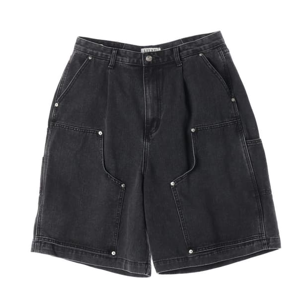 리테일 흑청 워싱 더블니 버뮤다 팬츠 L