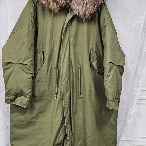 카키  오리털 야상 개파카