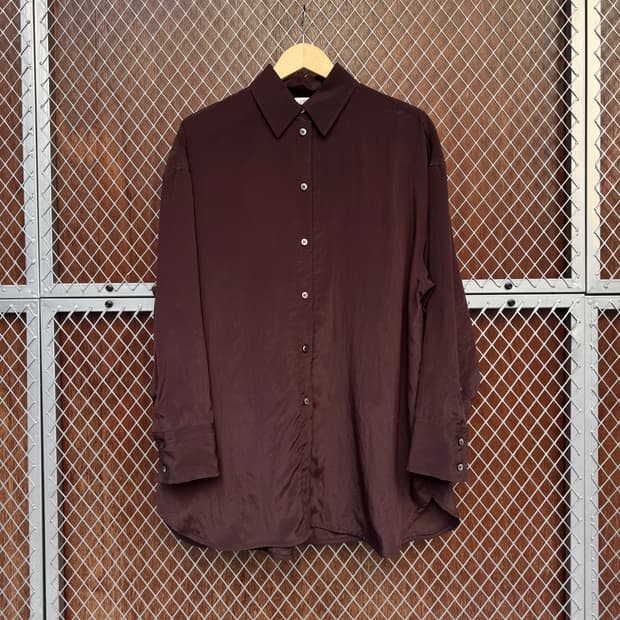 ORR 오르 새틴 브라운 루즈핏 셔츠 블라우스 M