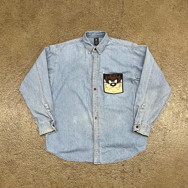 90s Warner Bros 테즈 데님 셔츠 (105)