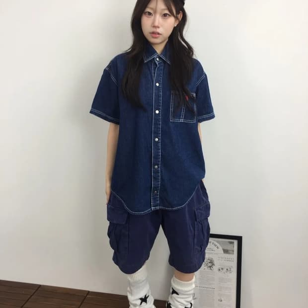 JPN PLATO Indigo Denim Work Shirt