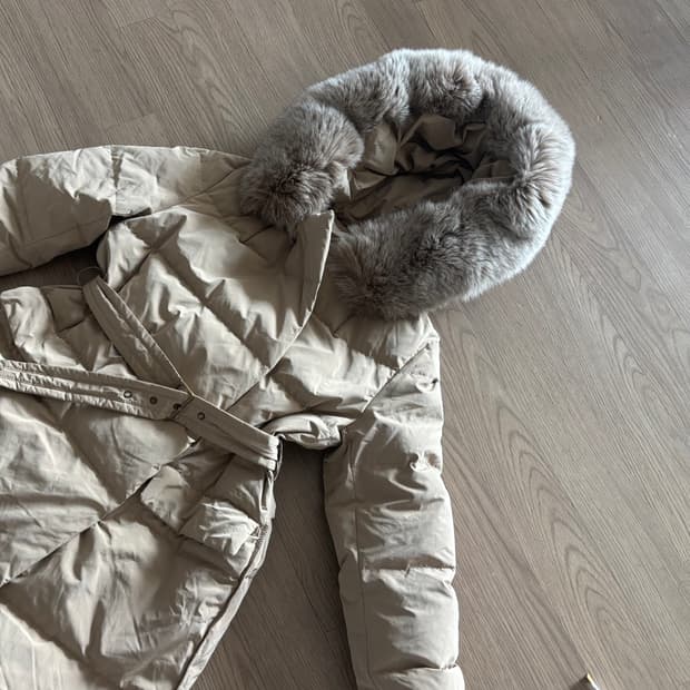 지컷 사가퍼 구스롱패딩 벨트패딩 카멜베이지 55