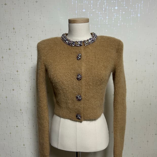 self-portrait(셀프포트레이트) 브라운 장식 트리밍 가디건