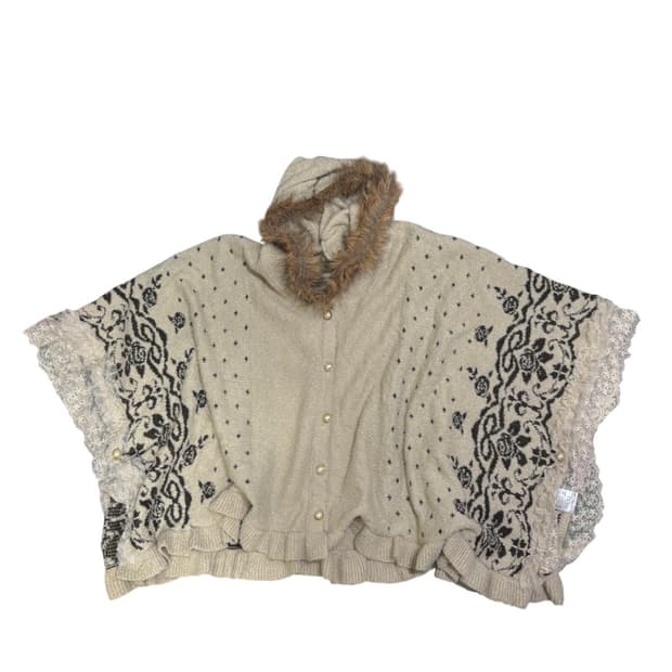 엑시즈팜 레이스 니트 케이프 판초 판쵸  라떼갸루 모리걸 히메