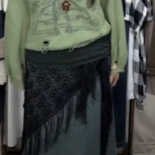 개대장 와투케 펑크 펑투케  데님스커트 해골 데미지니트