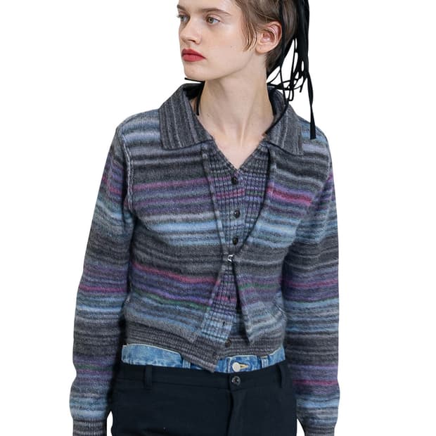 [F]퍼버즈 26ss 스트라이프 니트 셔츠/그레이