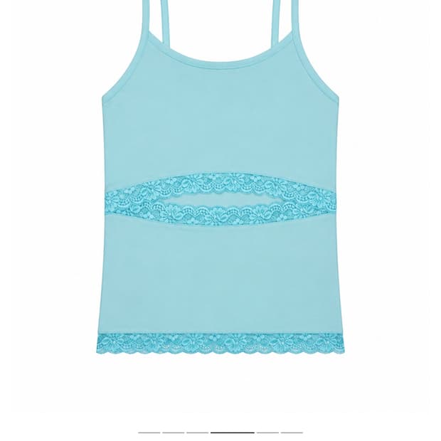 오들리워크샵 Lace Cutout Tank, Aqua 