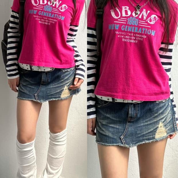 Vintage Pink Graphic Layered Long Sleeve