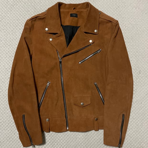 COOR 쿠어 웨스턴 무드 카우하이드 소가죽 스웨이드 레더 자켓 브라운