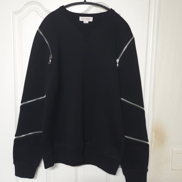 알렉산더 맥퀸 Alexander McQueen 지퍼 스웻 셔츠 블랙 M