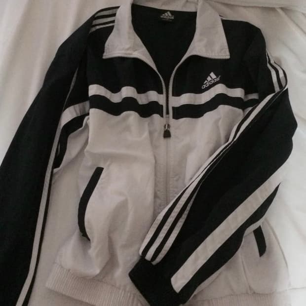 아디다스 올드스쿨 바람막이 삼선 배색 네이비 화이트 