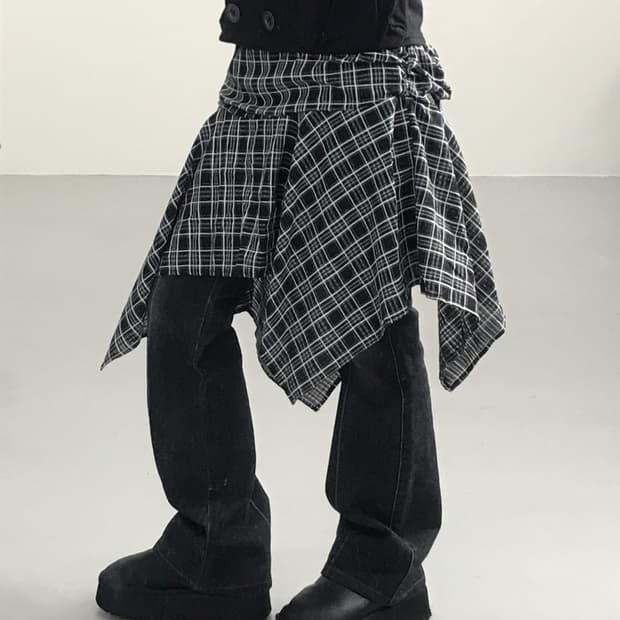 Jpn Poly Checked Mini Skirts