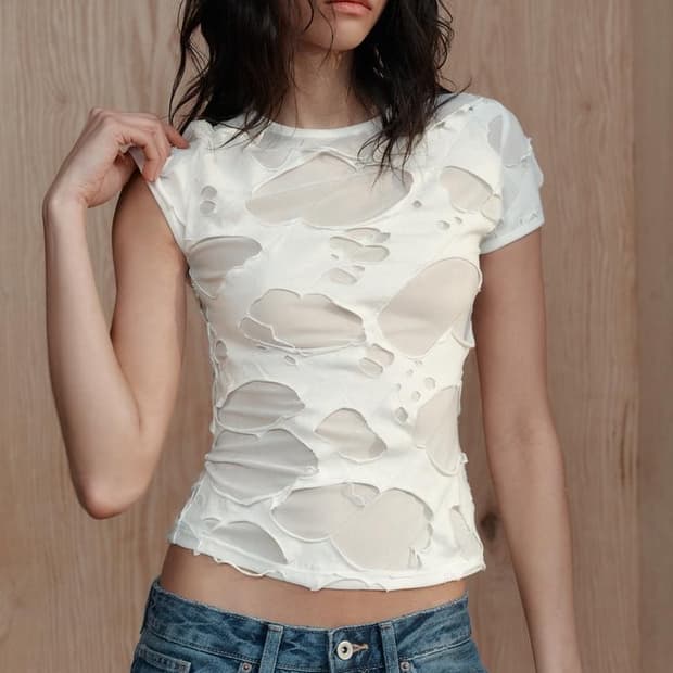 자라 스크레치 탑 반팔 새상품