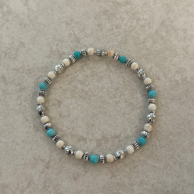 산호 터키석 합금 포인트 팔찌