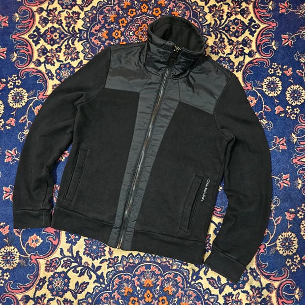 켈빈클라인 y2k 00's 나일론 코튼 블럭 집업 저지 자켓
