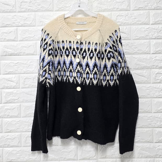 더 아이잗 패턴 니트 가디건 L