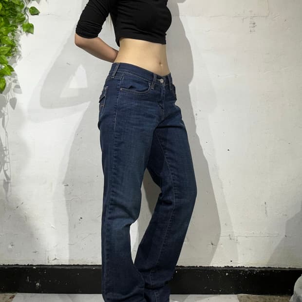 리바이스 진청 투홀스 세미 부츠컷 데님 팬츠 청바지