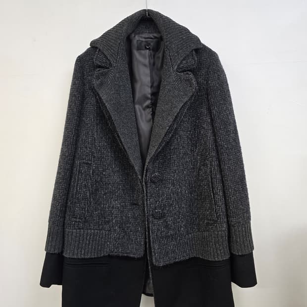 한섬 시스템 이중니트카라 트위드 겨울 자켓