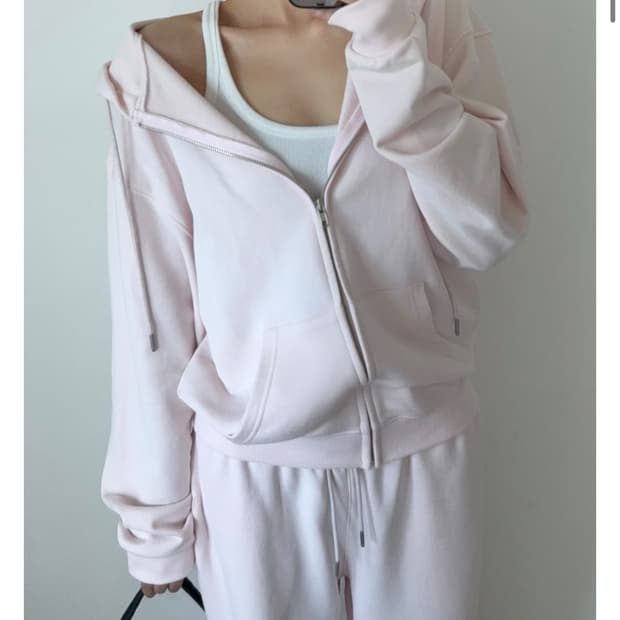 델라인 연핑크  후드집업