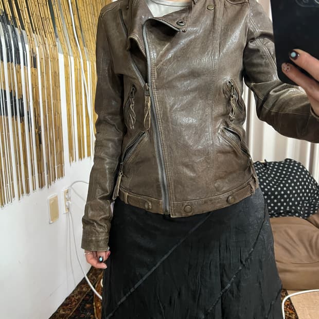 빈티지 여성 양가죽 라이더자켓