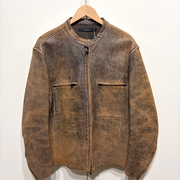 DKNY 빈티지 워시드 레더 자켓