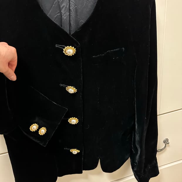 빈티지 일본 트위드 벨벳 자켓 블레이저 