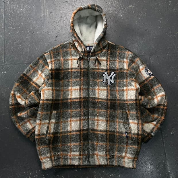100-105 MLB 양키즈 타탄 체크 후리스