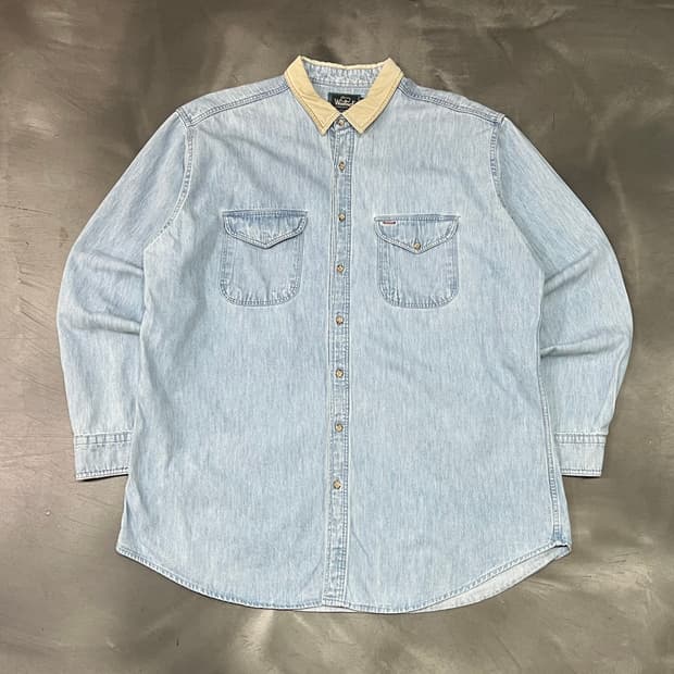  울리치 배색 카라 데님 셔츠 y15808