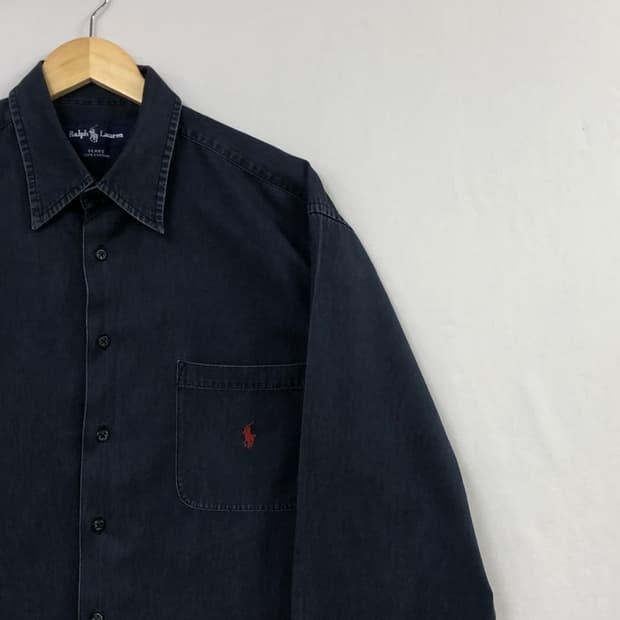 [105] 폴로 블레이크 데님 긴팔 셔츠 흑청