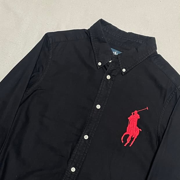 L 폴로랄프로렌 빅포니 블랙 코튼 셔츠