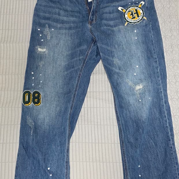 헤지스 남성 중청 와펜 패치워크 데님