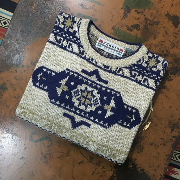 90s VTG 빈티지 인디언 패턴 아크릴 스웨터 니트 남성 105 110