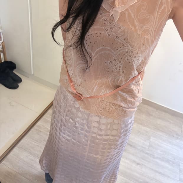 mori style dot nylon skirt