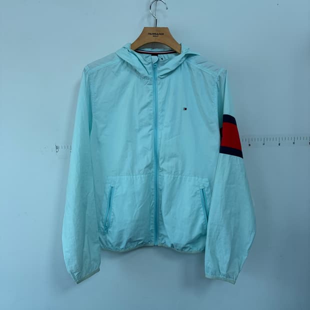 타미힐피거 아동 민트 바람막이 후드집업
