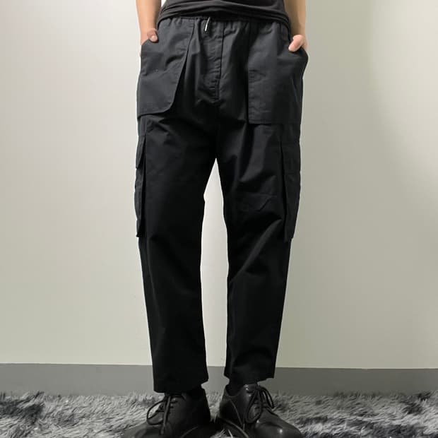 18fw 준지 블랙 테이퍼드 카고 팬츠 48