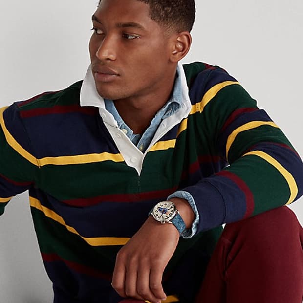 폴로 랄프로렌 멀티 스트라이프 럭비 셔츠 M