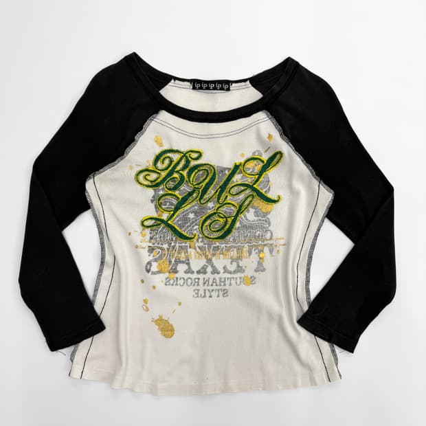 빈티지 레터링 고딕 펑크 긴팔티