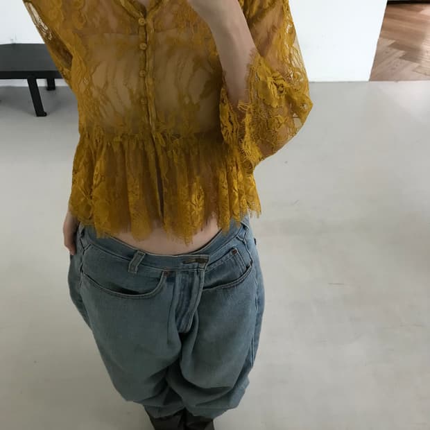 vintage yellow lace blouse