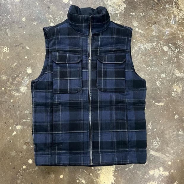 95) 콜롬비아 구스다운 체크패턴 패딩 조끼 콜롬비아 거위털패딩 조끼