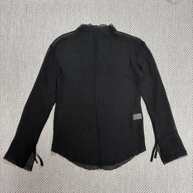 (F)타임 블랙 시스루 블라우스