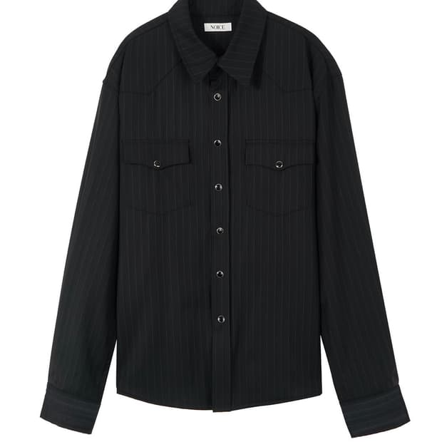 노이스 울 스트라이프 웨스턴 셔츠 블랙 M