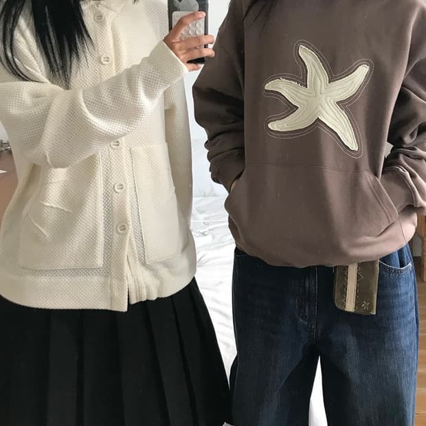 TCM waffle hooded crop jacket