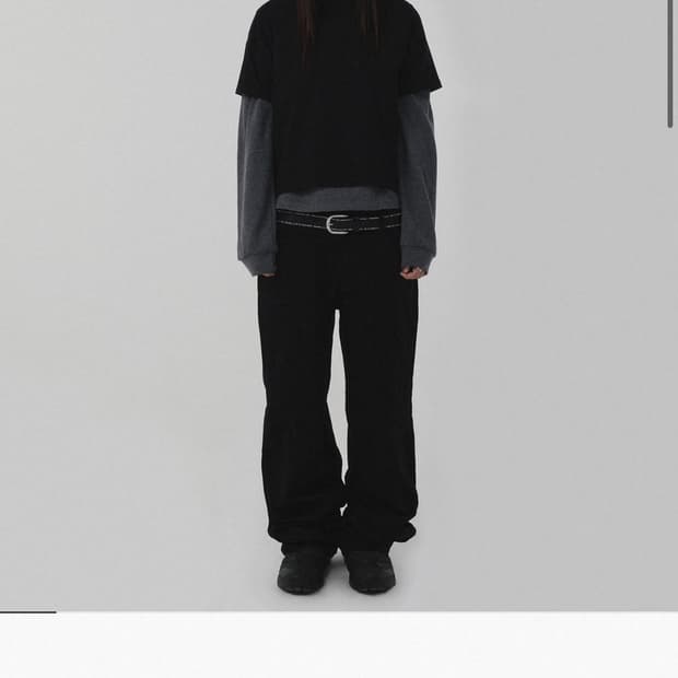 스웨이드 세미와이드 팬츠 블랙s