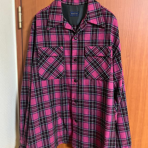 [4] 캐피탈 Kapital 울 체크보드 셔츠 핑크