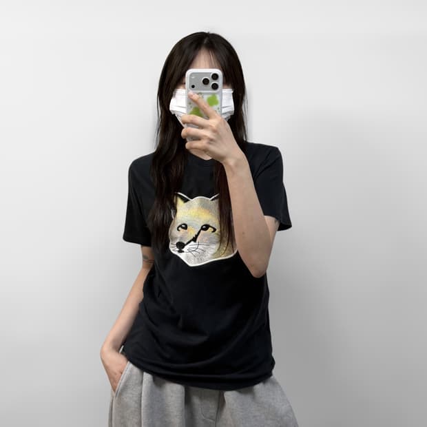 메종키츠네 빅파스텔 폭스 헤드 반팔티 블랙