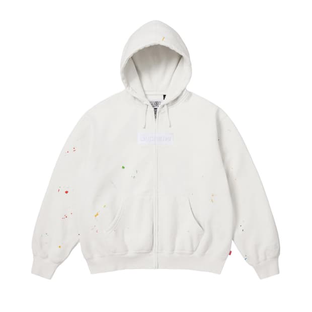 슈프림 x MM6 메종 마르지엘라 박스로고 후드 집업 화이트