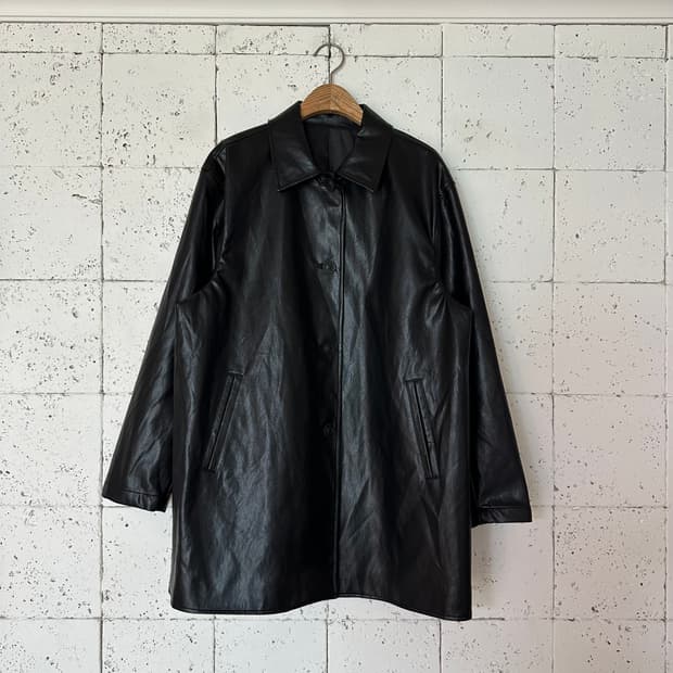 우먼free coor 쿠어 비건 레더 코트 블랙