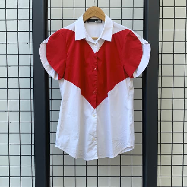 러브 모스키노 하트 반팔 셔츠