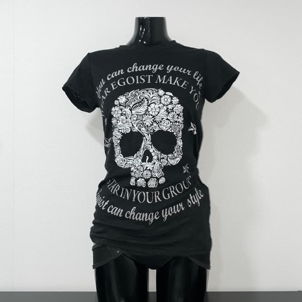 Floral Skull Slub Slim-fit Tee